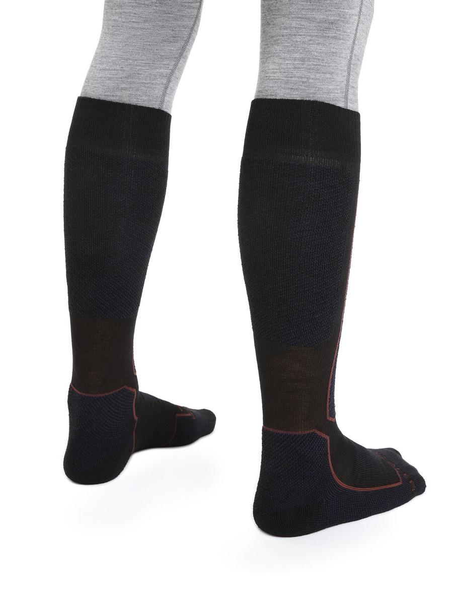 Black / Royal Navy Icebreaker Merino Ski+ Medium Over the Calf Men's Socks | AU 1028WNBY